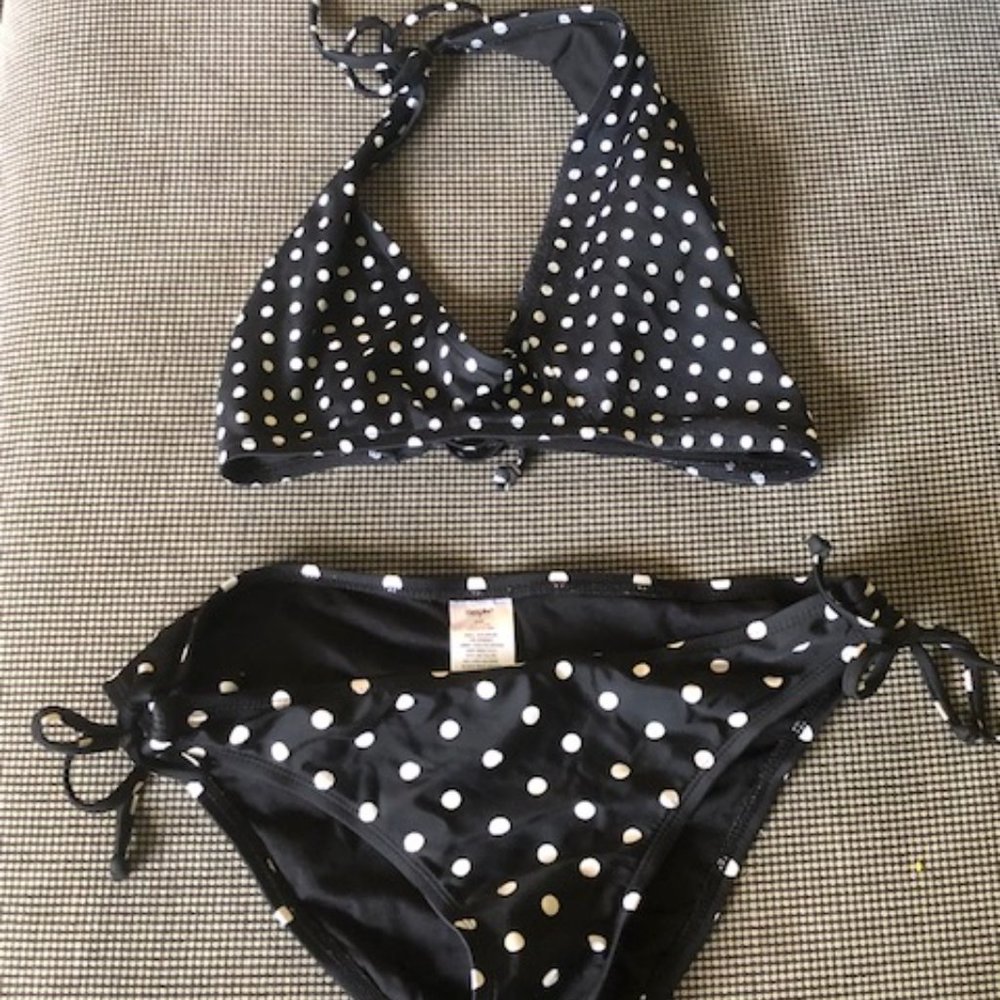 Black Polka dot Two-piece Swimsuit. Size M.